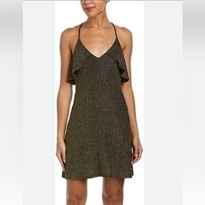 TOI ET MOI M Metallic Silver Black Ribbed Cocktail Dress